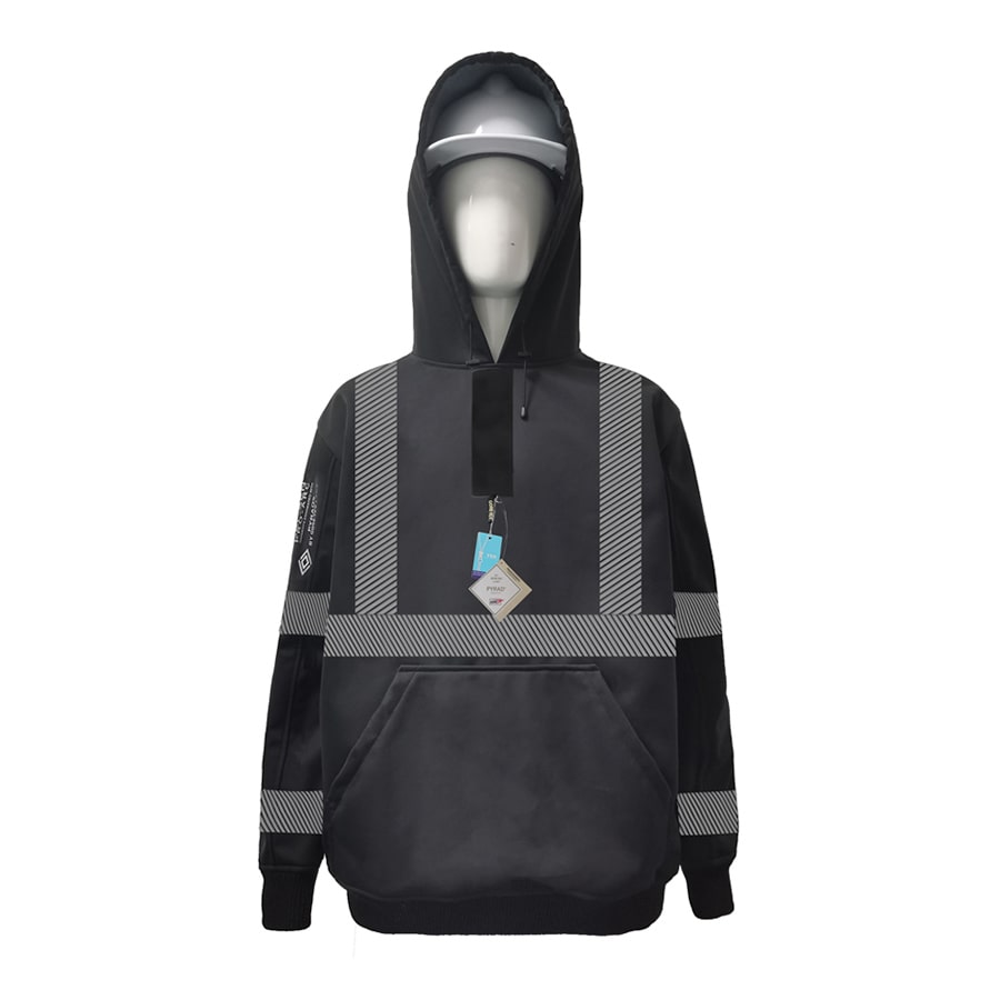 Neilsen FR/ARC Rated Hi-Vis Black Softshell Fleece Hoodie made with PYRAD® WINDSTOPPER® Fabric by GORE-TEX LABS