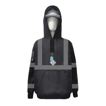 Neilsen FR/ARC Rated Hi-Vis Black Softshell Fleece Hoodie made with PYRAD® WINDSTOPPER® Fabric by GORE-TEX LABS