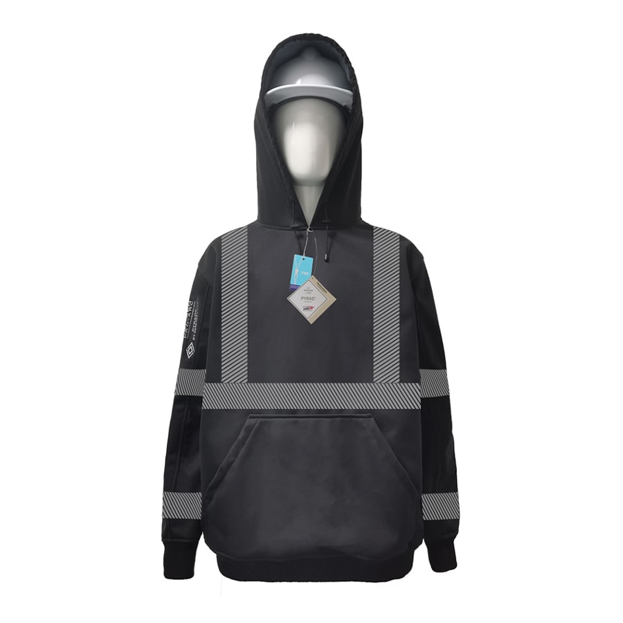 Neilsen FR/ARC Rated Hi-Vis Black Softshell Fleece Hoodie made with PYRAD® WINDSTOPPER® Fabric by GORE-TEX LABS