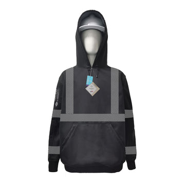 Neilsen FR/ARC Rated Hi-Vis Black Softshell Fleece Hoodie made with PYRAD® WINDSTOPPER® Fabric by GORE-TEX LABS