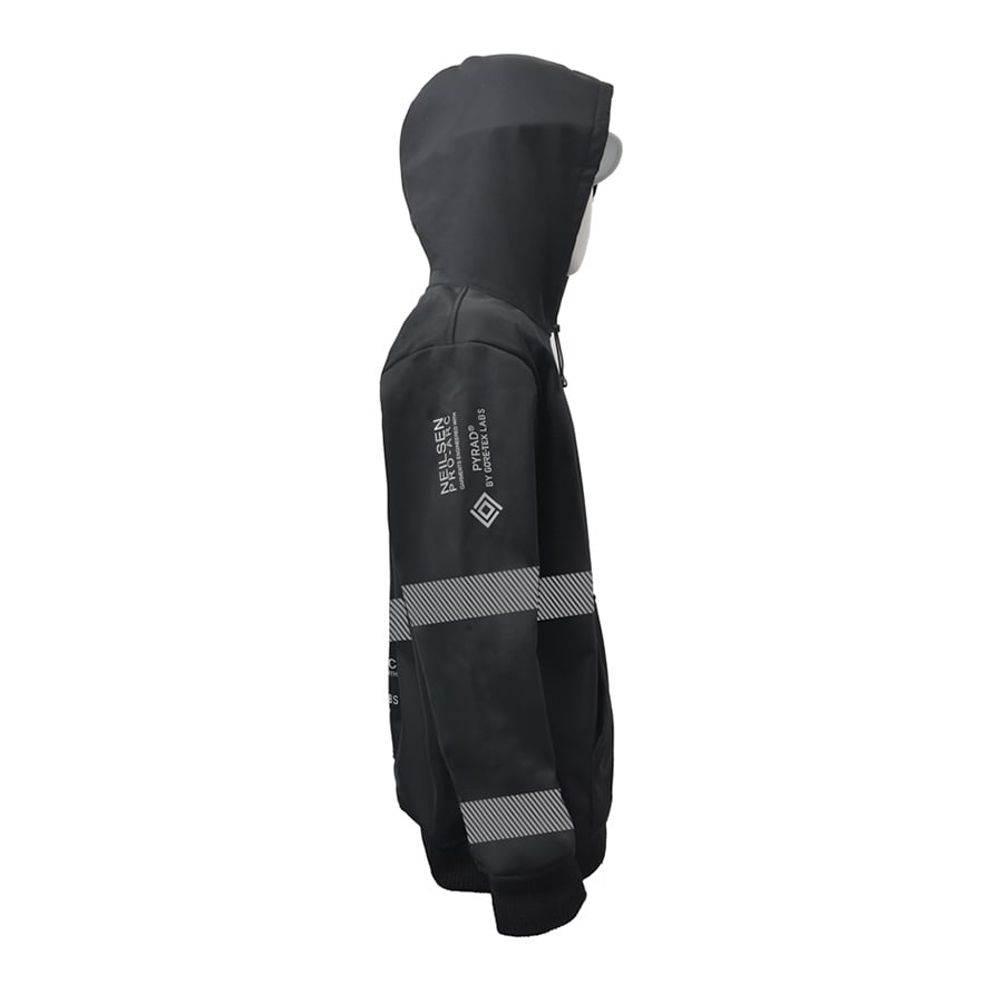 Neilsen FR/ARC Rated Hi-Vis Black Softshell Fleece Hoodie made with PYRAD® WINDSTOPPER® Fabric by GORE-TEX LABS