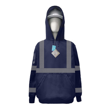 Neilsen FR/ARC Rated Hi-Vis Navy Softshell Fleece Hoodie made with PYRAD® WINDSTOPPER® Fabric by GORE-TEX LABS