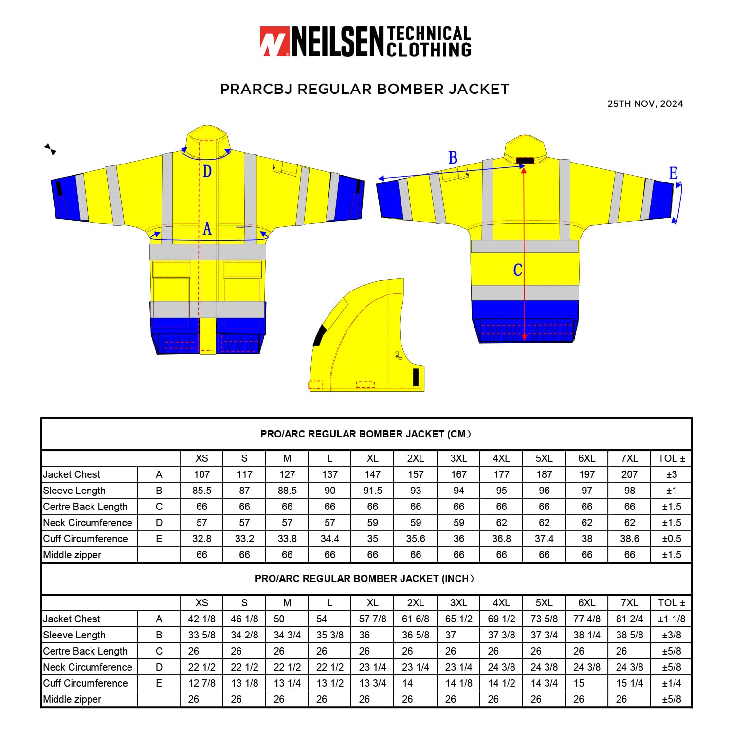 EXTREME GORE-TEX PYRAD® CAT 3 FR/ARC Rated Breathable High Visibility Rainwear Bomber Jacket Orange/Black size chart
