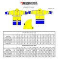 PRO ARC FR/ARC CAT 3  -60 Arctic Thermal Protection  High Visibility Rainwear/Outerwear Coat Yellow/Navy size chart