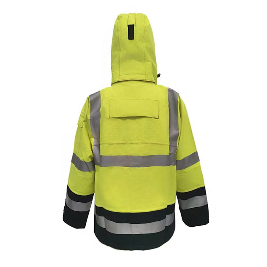 PRO ARC FR/ARC CAT 3 Breathable High Visibility Rainwear Coat Yellow/Navy