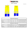 PRO ARC FR/ARC CAT 3 Breathable High Visibility Rainwear Over Trouser Yellow/Navy size chart