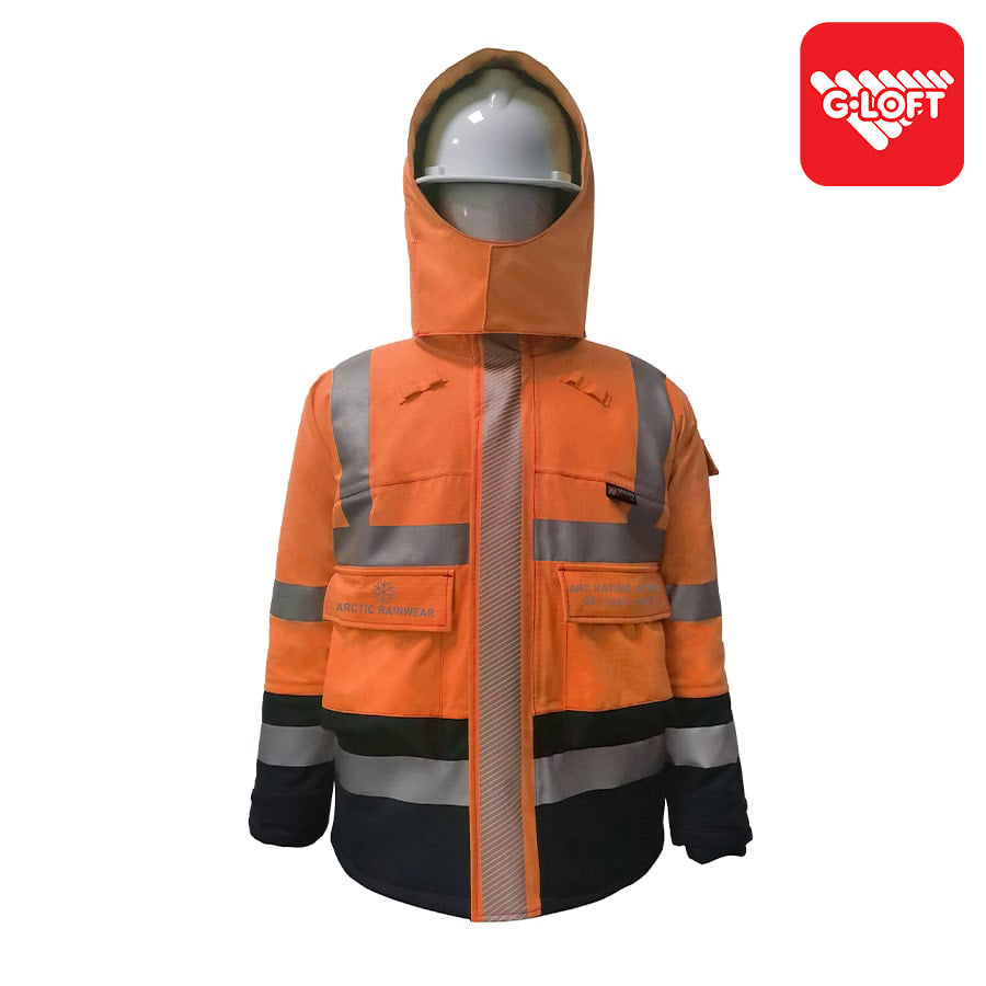 PRO ARC FR/ARC CAT 3  -60 Arctic Thermal Protection  High Visibility Rainwear/Outerwear Coat Orange/Navy