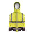 PRO ARC FR/ARC CAT 3 Breathable High Visibility Rainwear Bomber Jacket Yellow/Navy