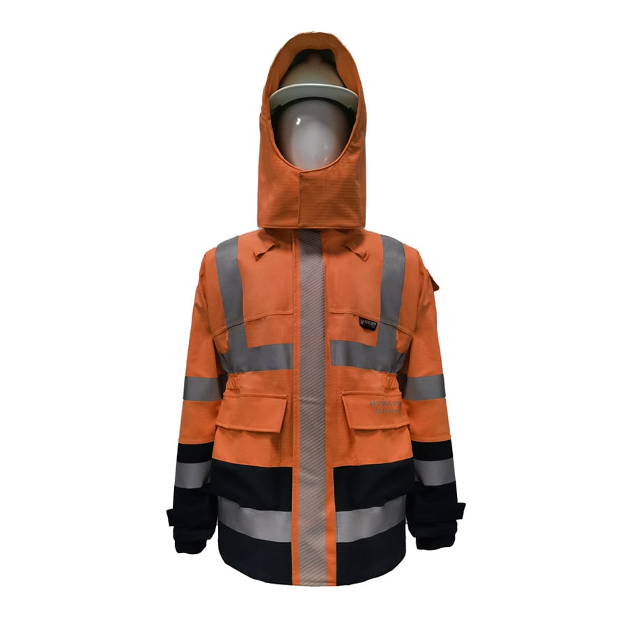 PRO ARC FR/ARC CAT 3 Breathable High Visibility Rainwear Women Coat Orange/Navy