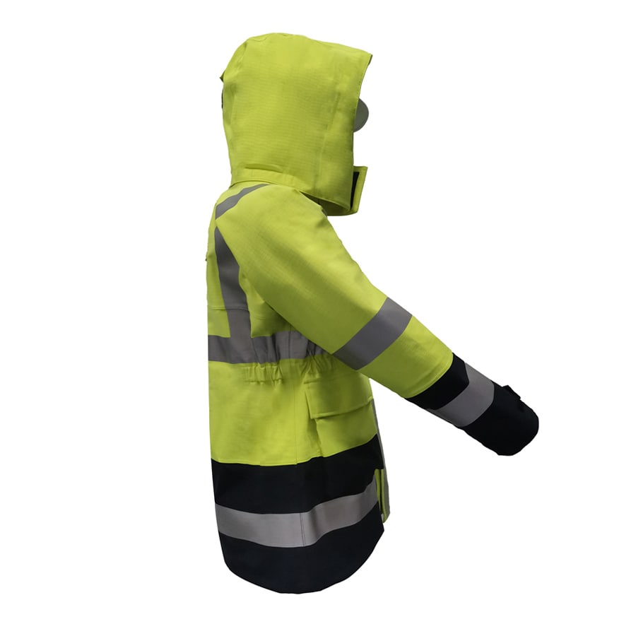 PRO ARC FR/ARC CAT 3 Breathable High Visibility Rainwear Women Coat Yellow/Navy