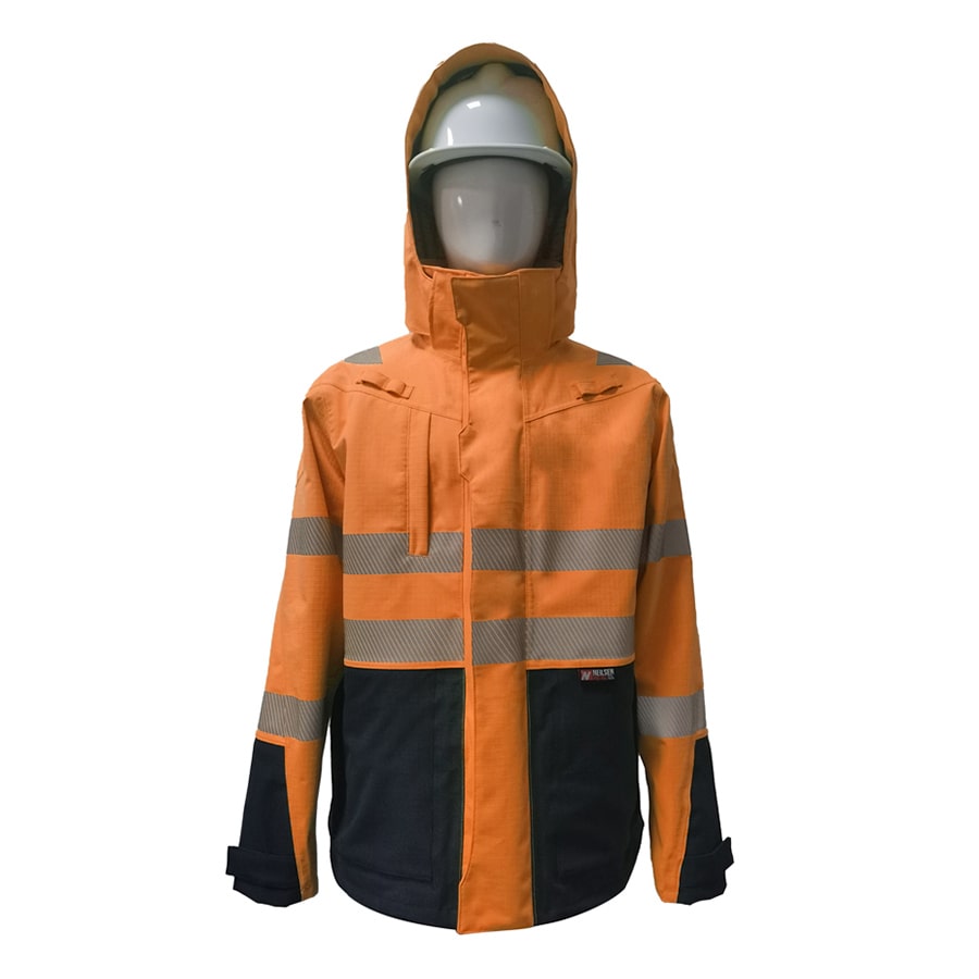 PRO ARC FR/ARC CAT 3 Executive Coat Breathable High Visibility Rainwear Orange/Navy