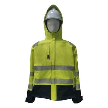 PRO ARC FR/ARC CAT 3 Shuttle Jacket Breathable High Visibility Rainwear Yellow/Navy