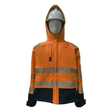 PRO ARC FR/ARC CAT 3 Shuttle Jacket Breathable High Visibility Rainwear Orange/Navy