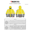 Neilsen FR/ARC Rated Hi-Vis Orange/Black Softshell Fleece Hoodie made with PYRAD® WINDSTOPPER® Fabric by GORE-TEX LABS size chart