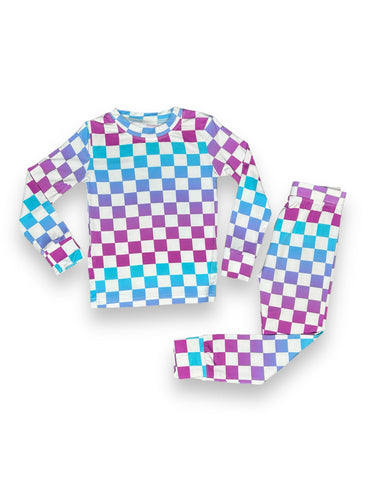 Checkered Little Lady Musician, Bamboo Two Piece Pajama Set