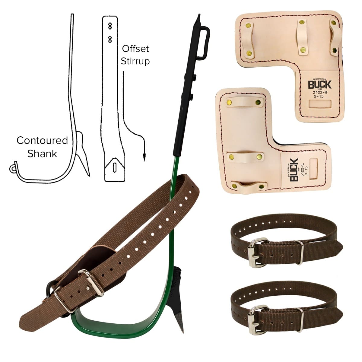 Economy Steel Pole Climber Kit with Pads, Upper and Lower Straps – SB94059A