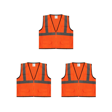 Safety Main 05EAMO Economy Vest, Class 2, All Mesh, Hi-Vis Orange, 3 Pack
