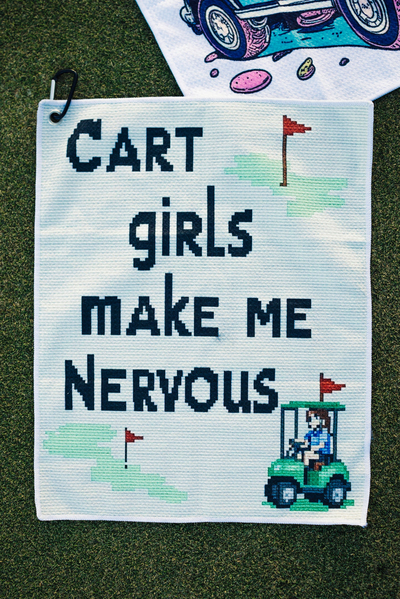 Load image into Gallery viewer, Cart Girls Make Me Nervous Golf Towel
