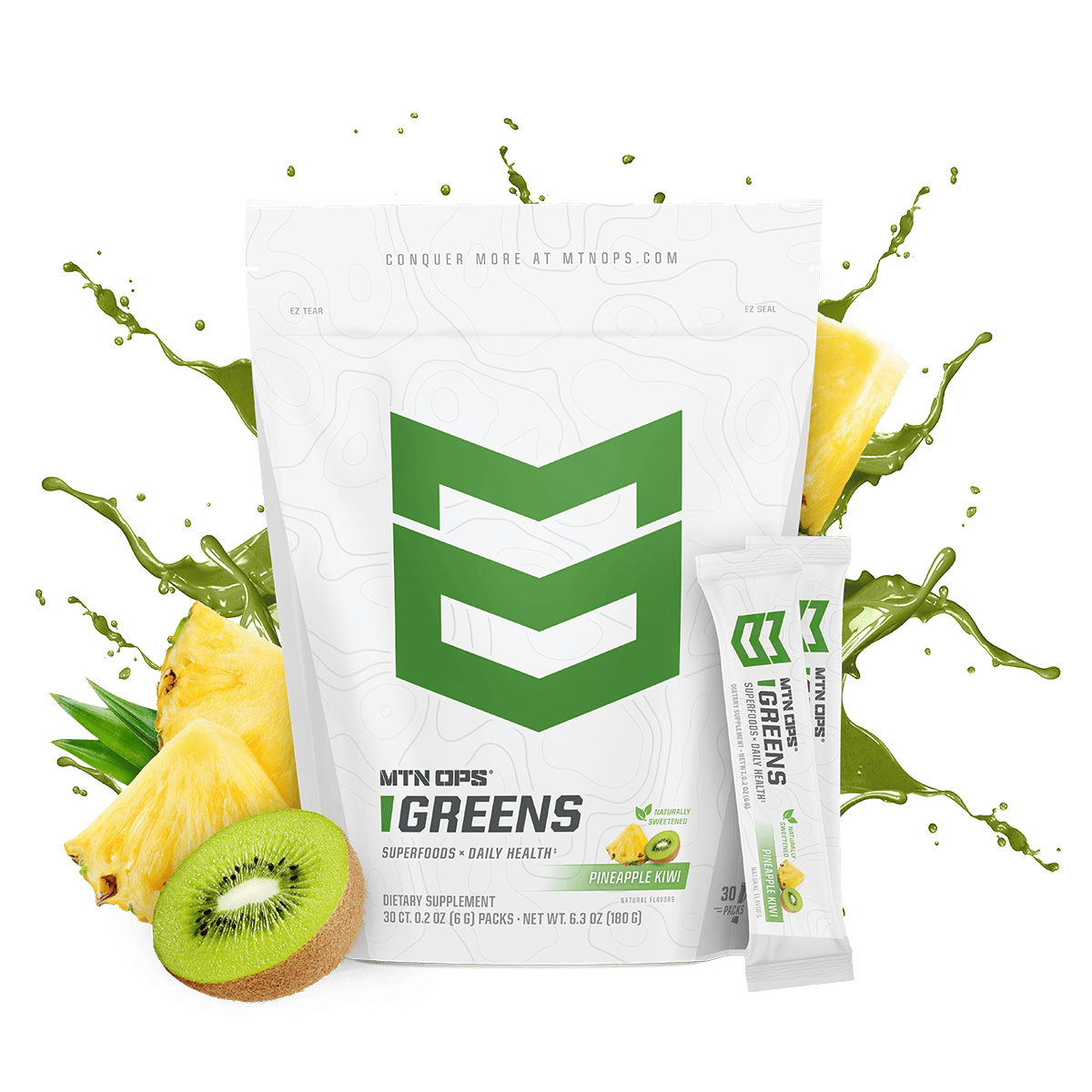 SUPER GREENS - Pineapple Kiwi - Naturally Sweetened