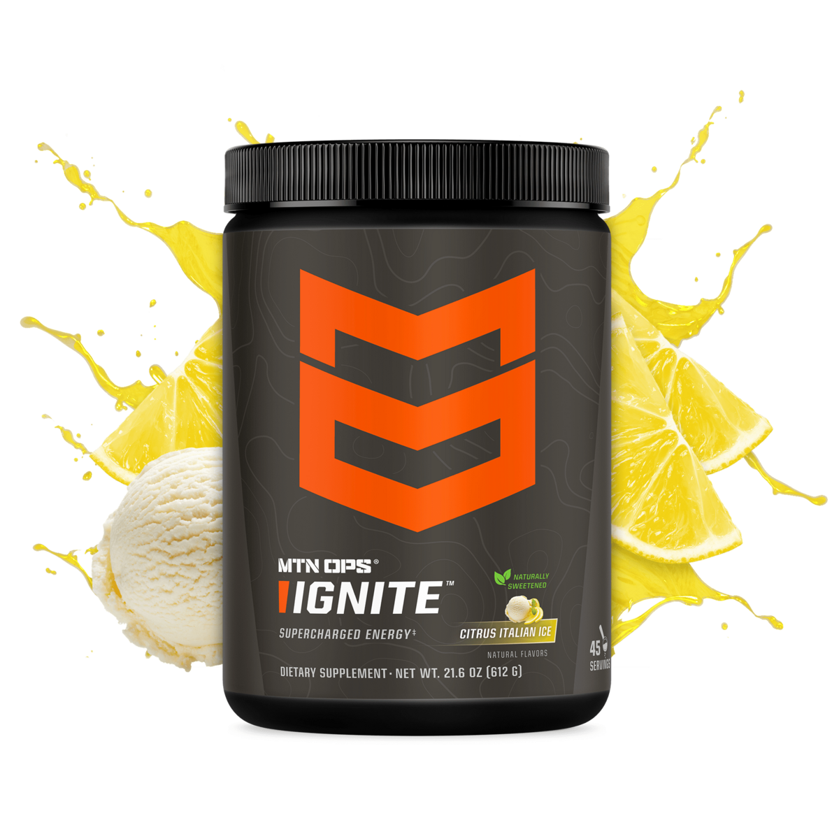 IGNITE - Citrus Italian Ice - Naturally Sweetened / Tub - 45 Servings
