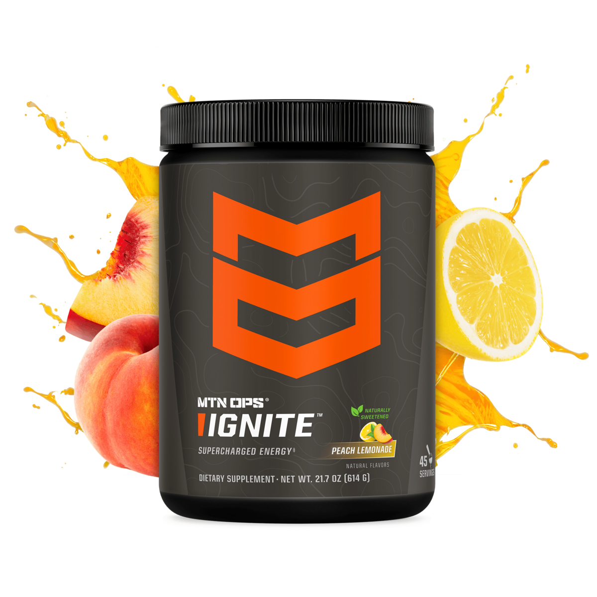 IGNITE - Peach Lemonade - Naturally Sweetened / Tub - 45 Servings