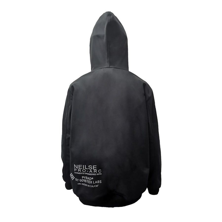 Neilsen FR/ARC Rated Black Softshell Fleece Hoodie made with PYRAD® WINDSTOPPER® Fabric by GORE-TEX LABS
