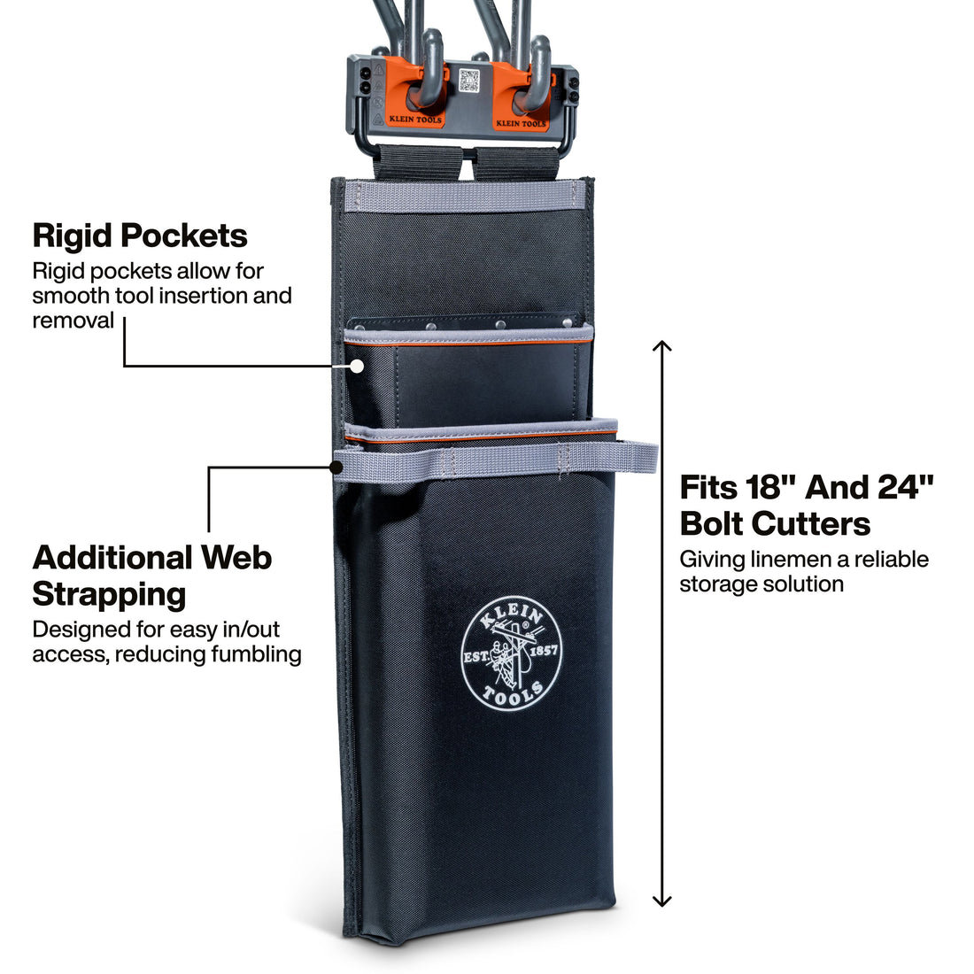 Klein Tools BC534S Nose Bag Rail System for 18 and 24 Inch Bolt Cutters, Bucket Work Center Compatible