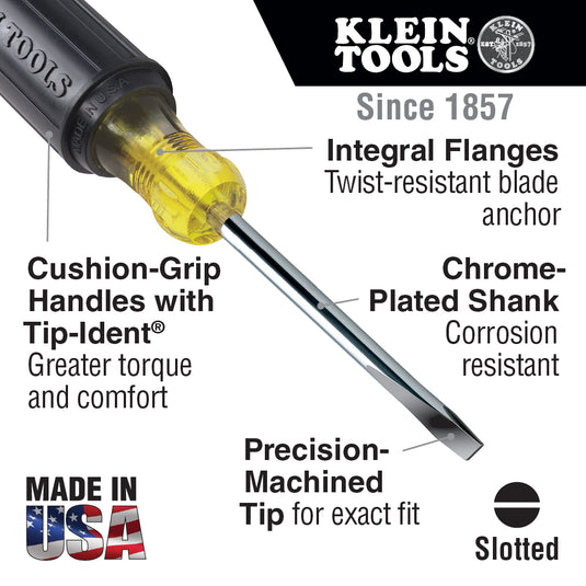 3/8-Inch Keystone Screwdriver, 8-Inch Round Shank