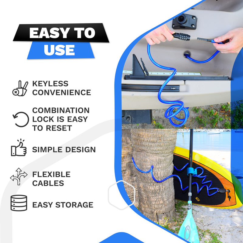 Load image into Gallery viewer, DocksLocks® Anti-Theft Weatherproof Coiled Security Cable with Re-settable Combination Lock (5&#39;, 10&#39;, 15&#39;, 20&#39; or 25&#39;)
