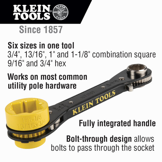 6-in-1 Lineman's Ratcheting Wrench