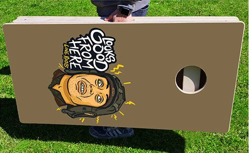 Line Roots Looks Good From Here Pro Cornhole Bean Bag Toss Game 24x48 with 8 Custom Regulation 16oz Bags