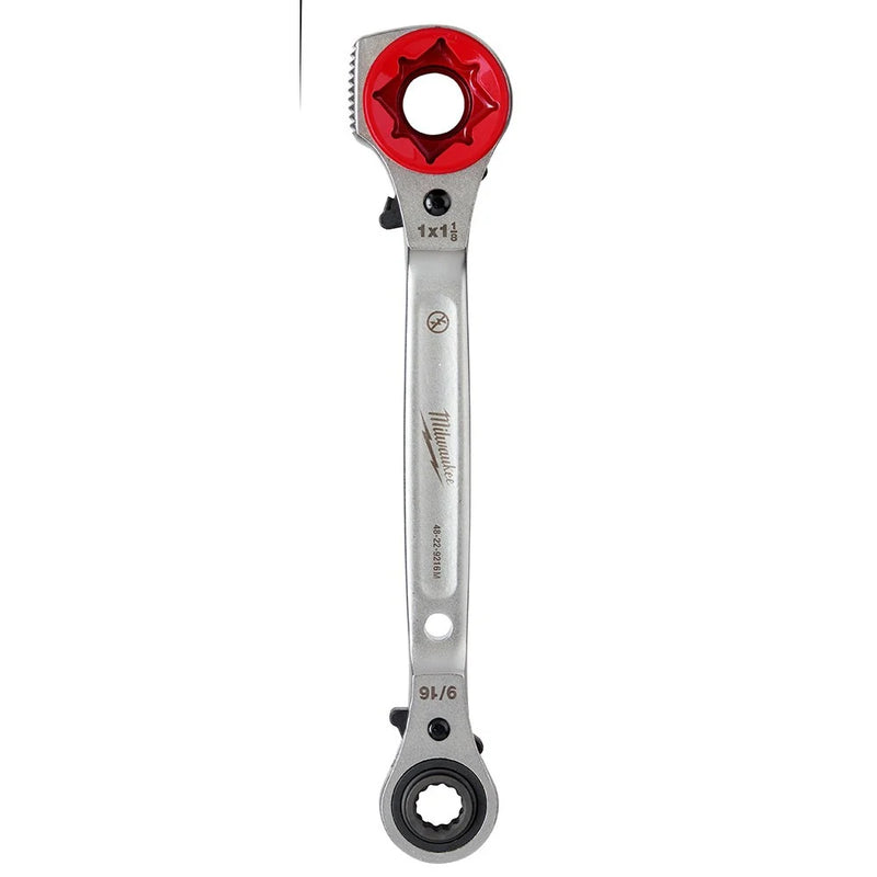Load image into Gallery viewer, Lineman&#39;s 5in1 Ratcheting Wrench w/ Milled Strike Face
