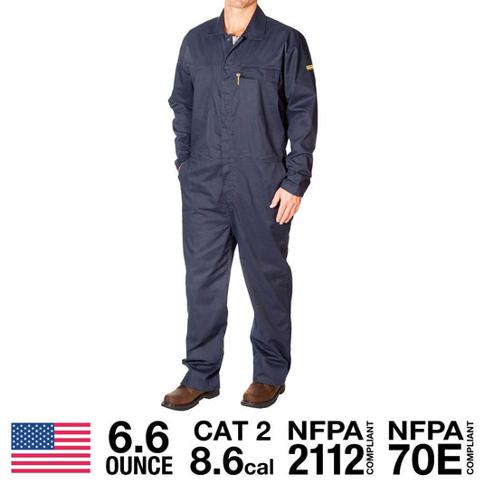 Flame Resistant Featherweight Navy Coveralls