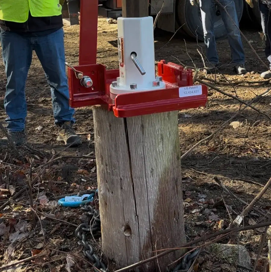 Pole Twister utility pole removal tool in use - view 3