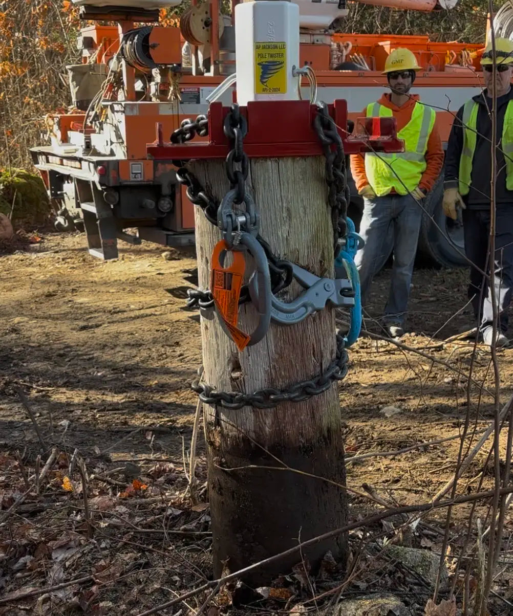 Pole Twister utility pole removal tool in use - view 5