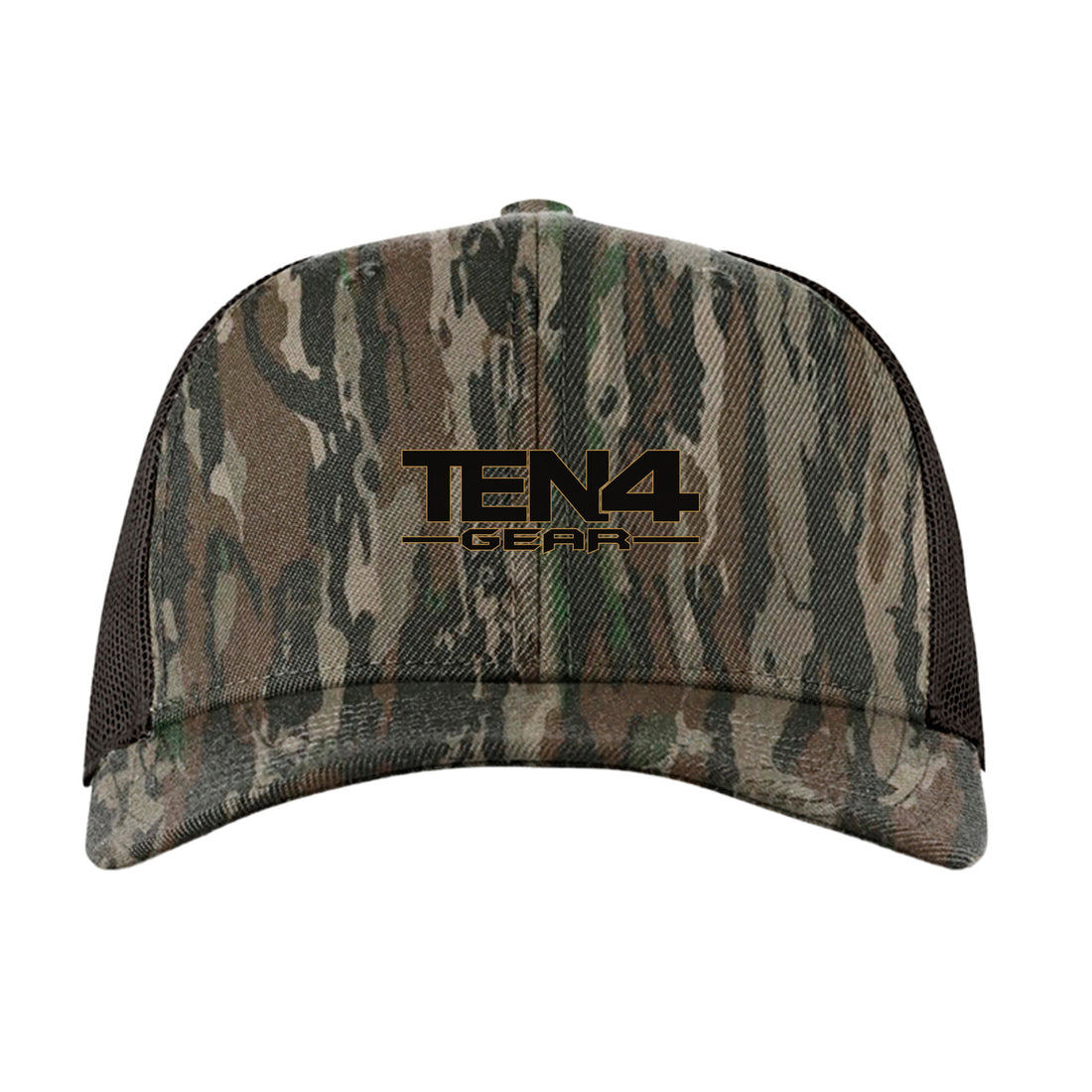 TEN4 Full Logo Trucker Hat — Woods Camo/Black