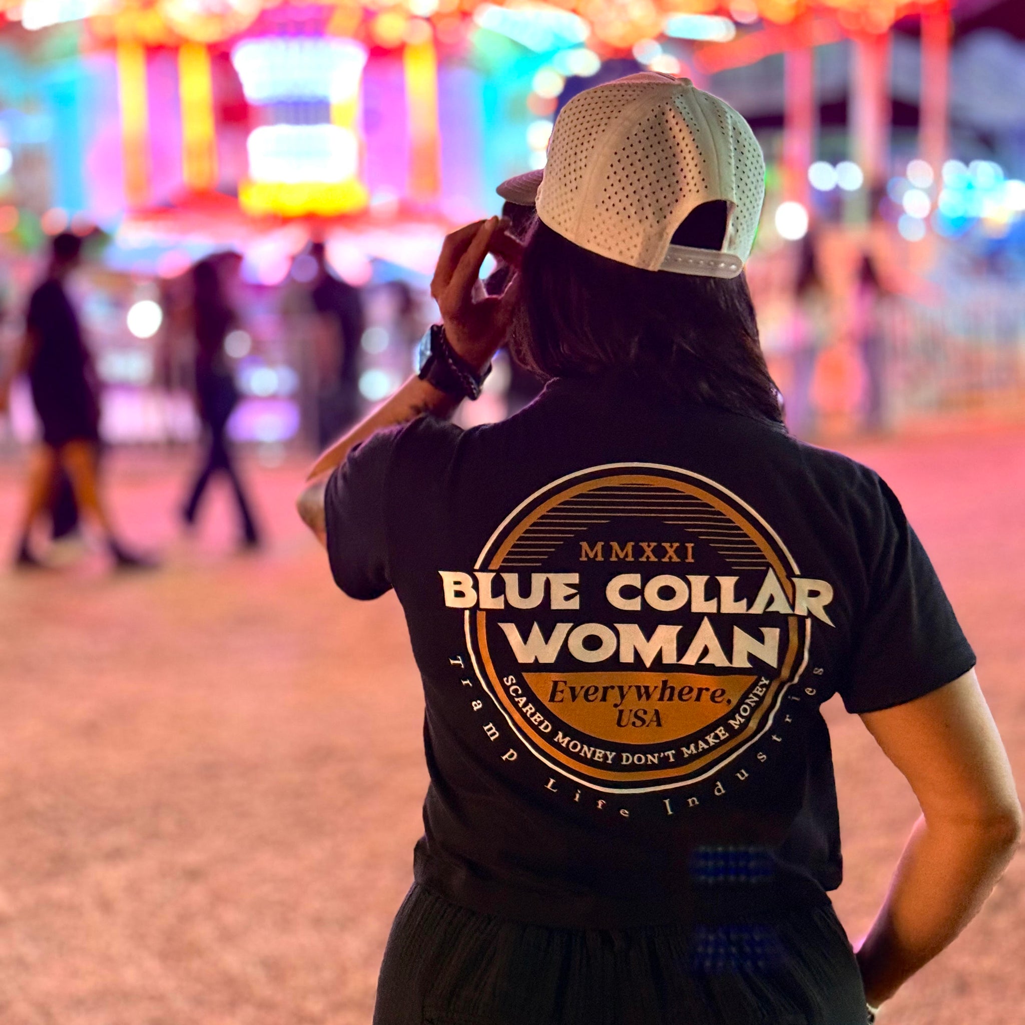 Blue Collar Woman Scared Money Crop