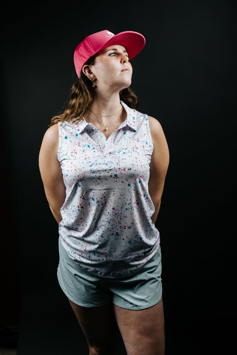 Load image into Gallery viewer, Womens White Paint Splatter Polo
