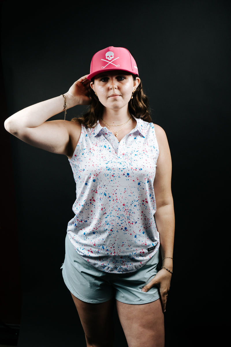 Load image into Gallery viewer, Womens White Paint Splatter Polo
