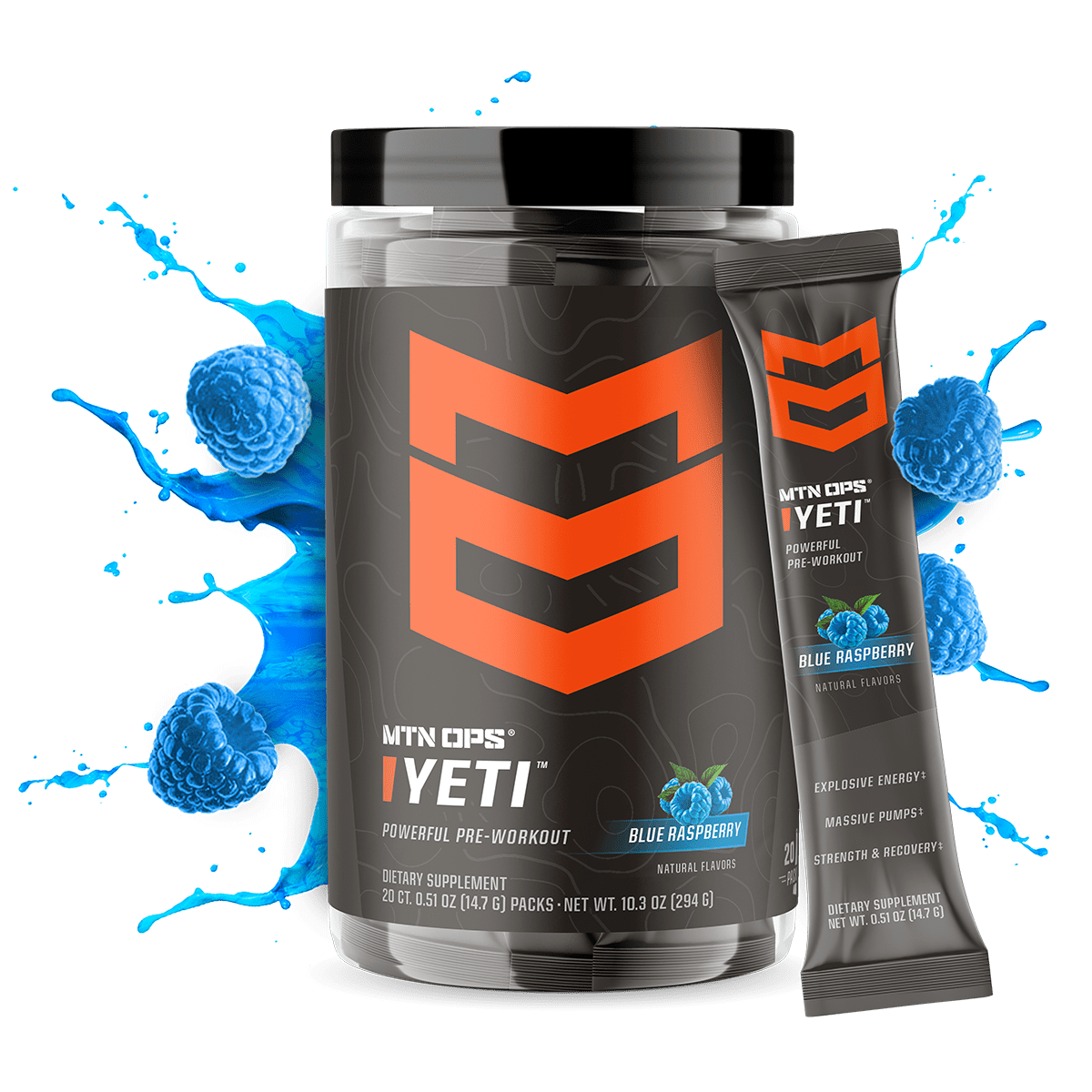 YETI - Blue Raspberry / Trail Packs - 20 Packs