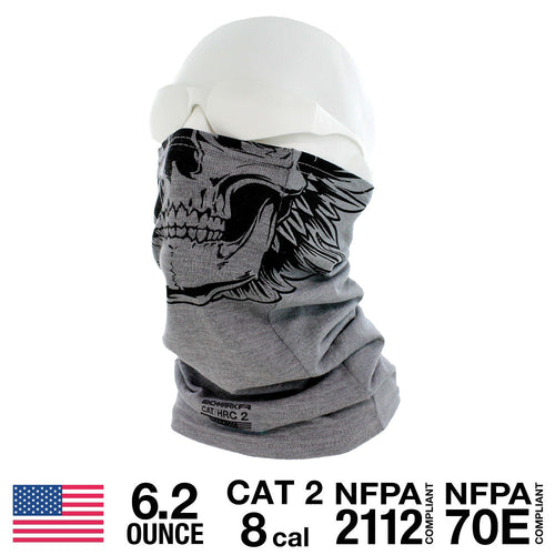 CAT 2 FR Skully Gray Face Muffler