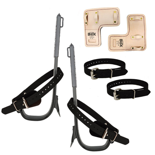 BuckAlloy™ Pole Climbers with Pads, Upper and Lower Straps - A94059A-BL