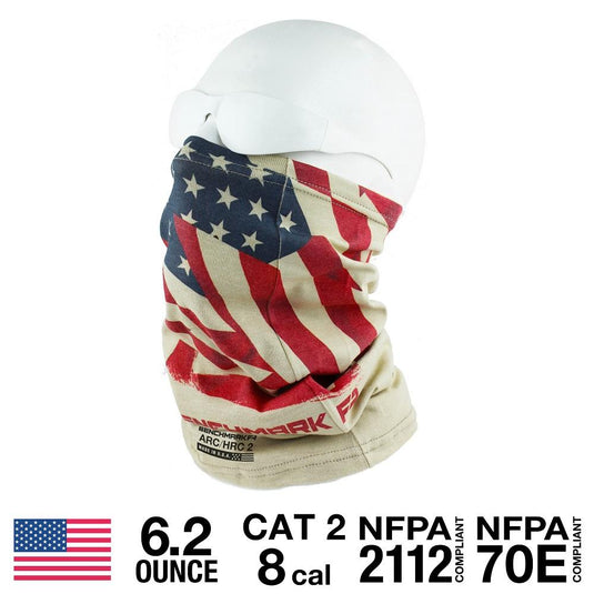 CAT 2 FR American Flag Beige Neck Gaiter