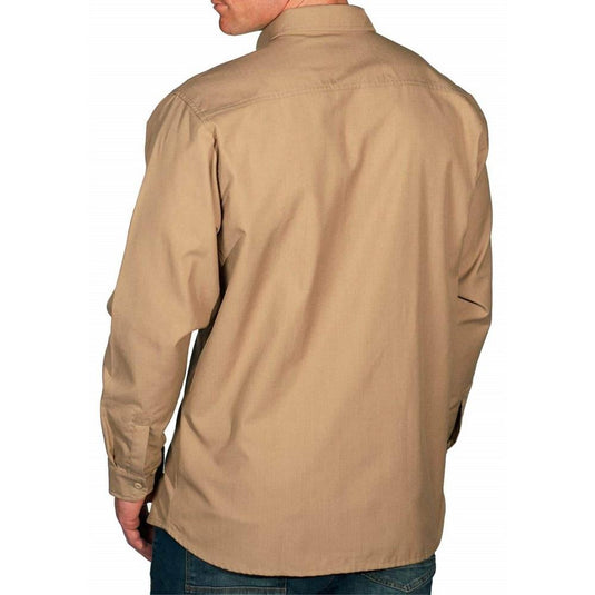 silver bullet flame resistant button up shirt beige